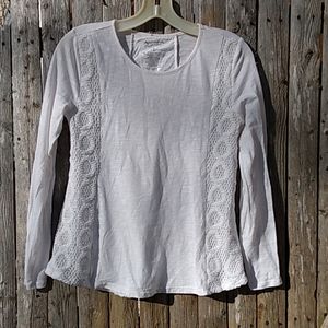 Arizona Jeans Co. XL 16 White Lace Inset long sleeve t-shirt